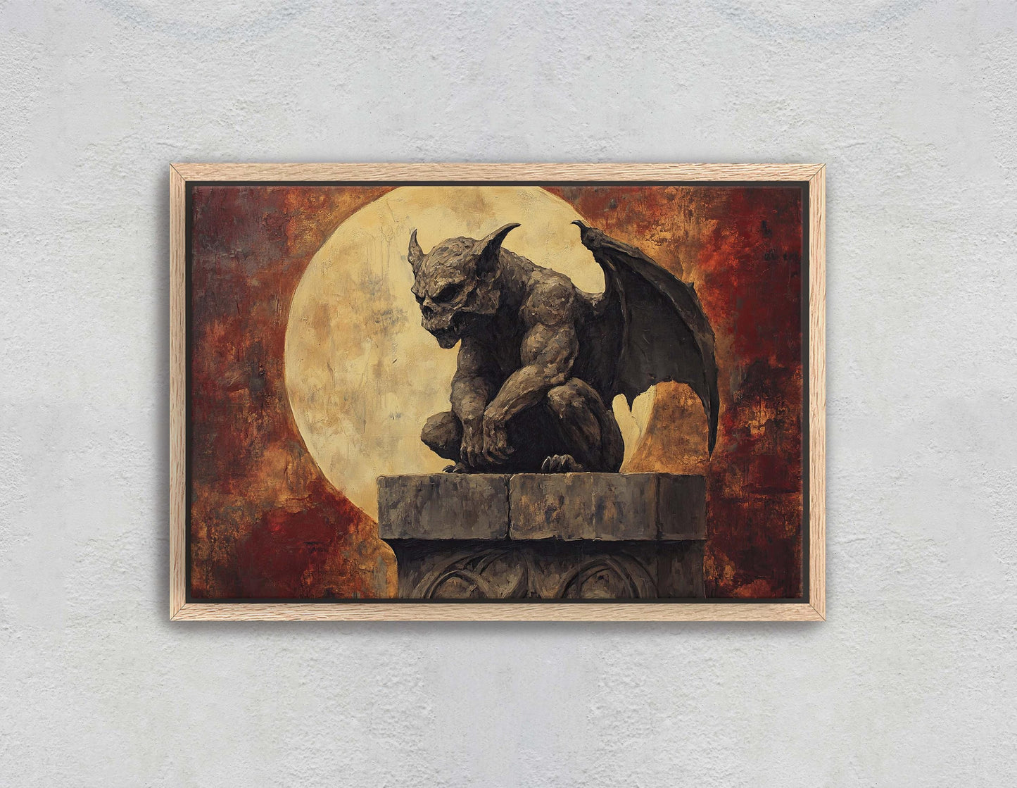 Gargoyle Night, Moon Gargoyle, Full Moon, Creepy Art, Gothic Halloween, Dark Academia, Dark Arts