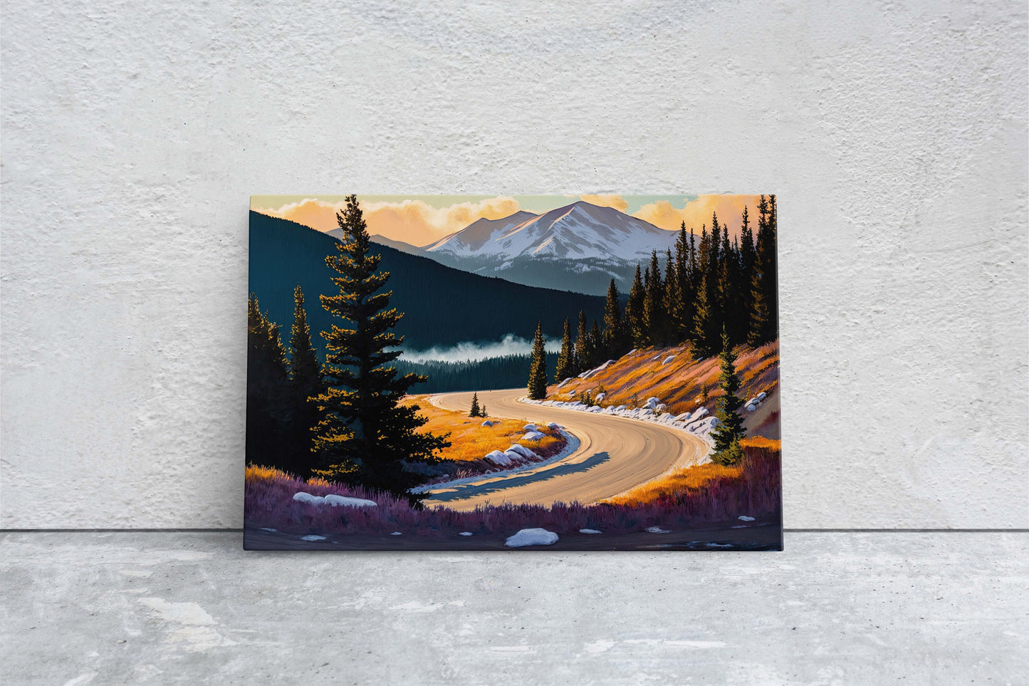 Monarch Pass Colorado, Mountain Landscape, Winding Road, Canvas Art Print, Ready to Hang, Evergreen, Landscape Painting, Continental Divide