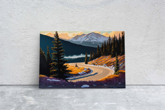 Monarch Pass Colorado, Mountain Landscape, Winding Road, Canvas Art Print, Ready to Hang, Evergreen, Landscape Painting, Continental Divide