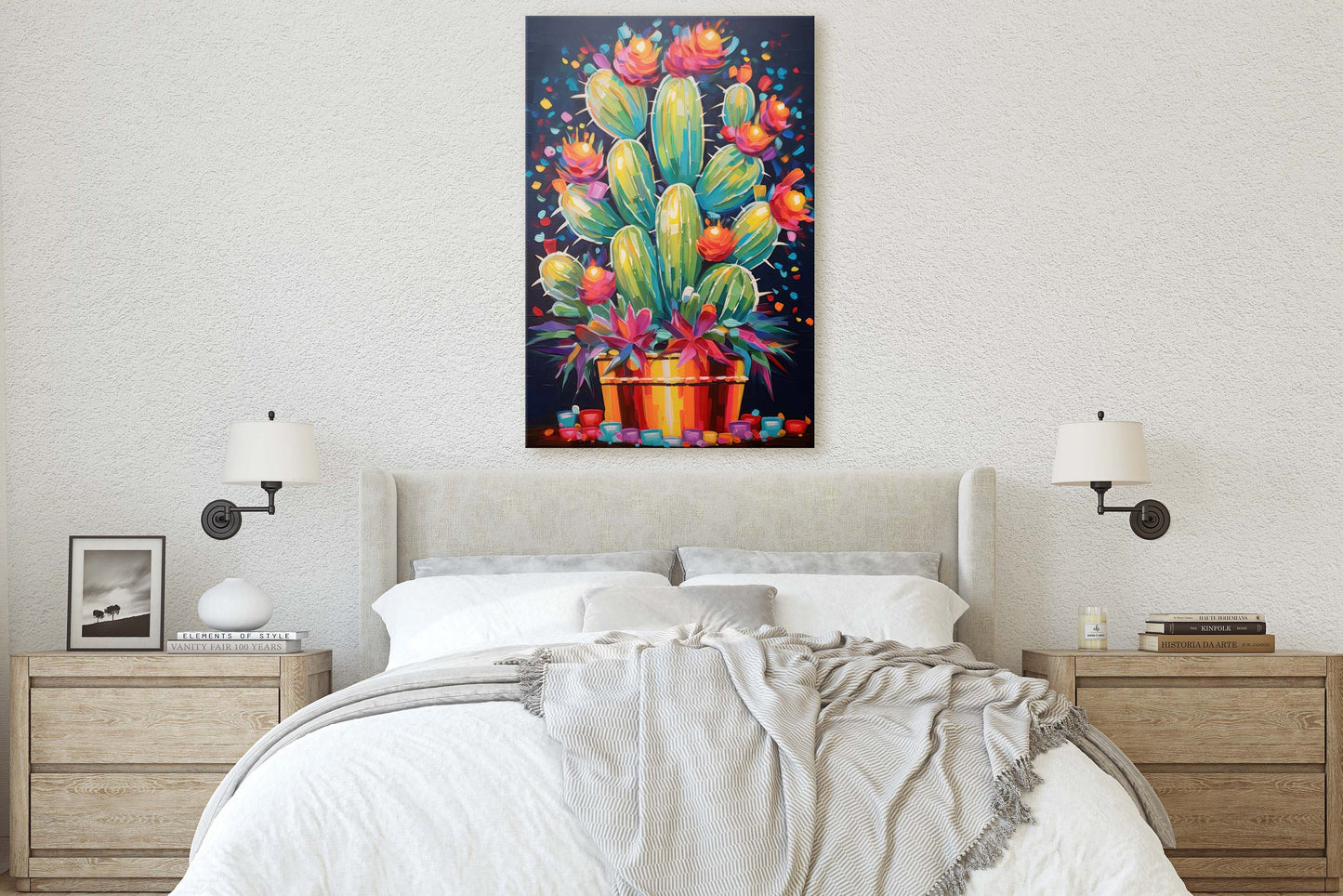 Colorful Cactus Painting, Southwest Decor, Desert Art, Southwestern, Framed Canvas, South West, Vibrant Painting