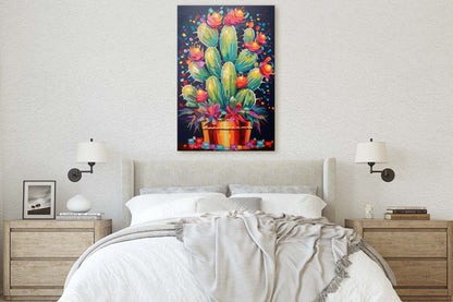Colorful Cactus Painting, Southwest Decor, Desert Art, Southwestern, Framed Canvas, South West, Vibrant Painting