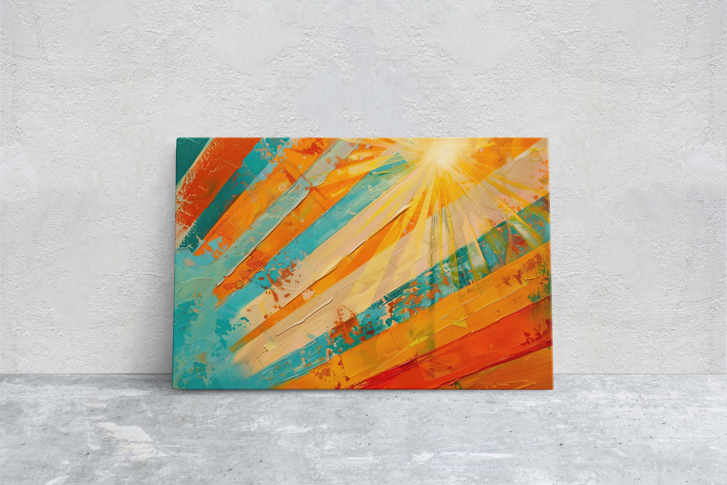 Sunburst, Starburst, Abstract Color, Color Theory, Modern Art, Contemporary, Framed Canvas, Statement Piece, Large Art Print, Rainbow Vivid