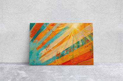 Sunburst, Starburst, Abstract Color, Color Theory, Modern Art, Contemporary, Framed Canvas, Statement Piece, Large Art Print, Rainbow Vivid