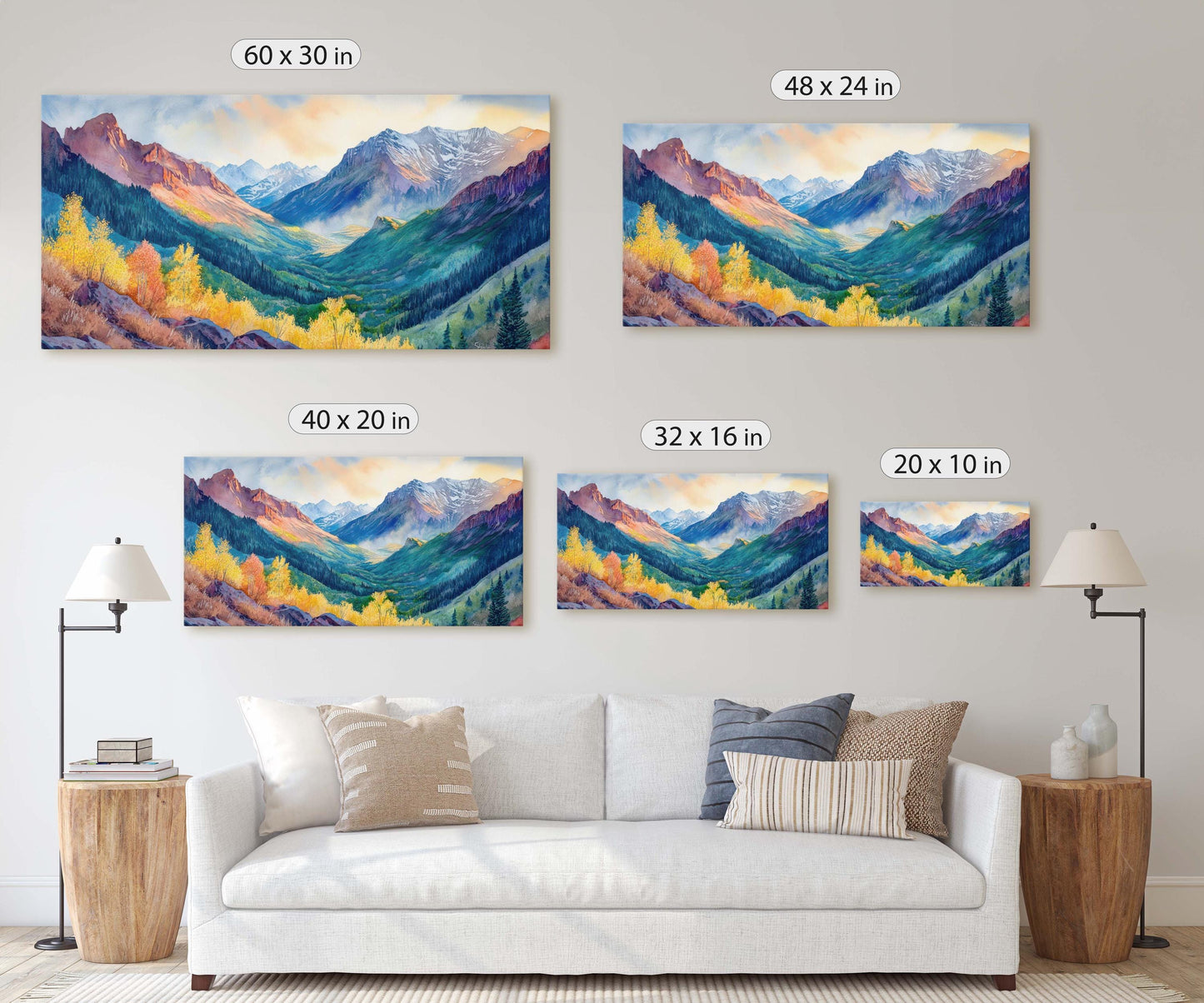 Telluride Colorado, Rocky Mountains,Fall Mountains, Vibrant Landscape, Framed Canvas, Extra Large Print
