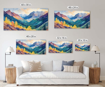 Telluride Colorado, Rocky Mountains,Fall Mountains, Vibrant Landscape, Framed Canvas, Extra Large Print