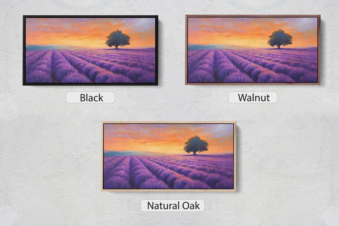 Lavender Fields, Sunset Lavender Painting, Wildflower Painting