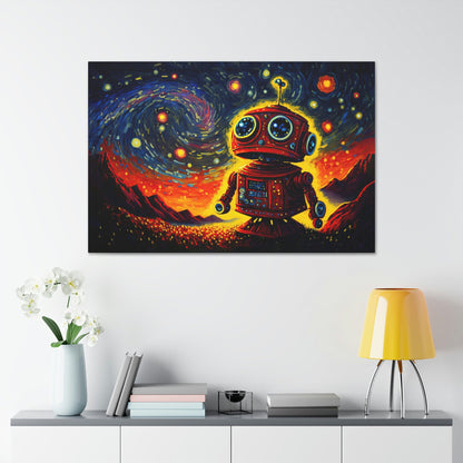Starry Night Red Robot Canvas Art Ready To Hang