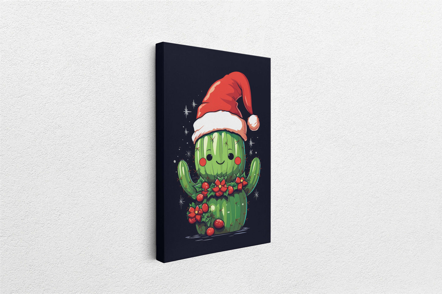 Christmas Cactus, Cute Cactus, Cute Christmas Decor, Illustration, Southwester, Chibi Style, Cartoon Cactus
