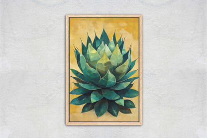 Agave Painting, Yellow Green Cactus, Desert Art, Mexico Art