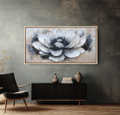 Black White Flower, Neutral Tones, Flower Painting