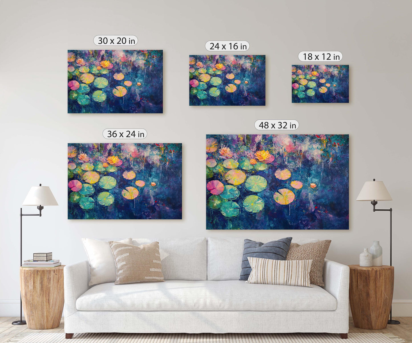 Water Lily Painting, Lily Pad Art, Contemporary Pond, Abstract Lily Pad