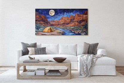 Grand Canyon Canvas, Camping Night, Moon Canyon