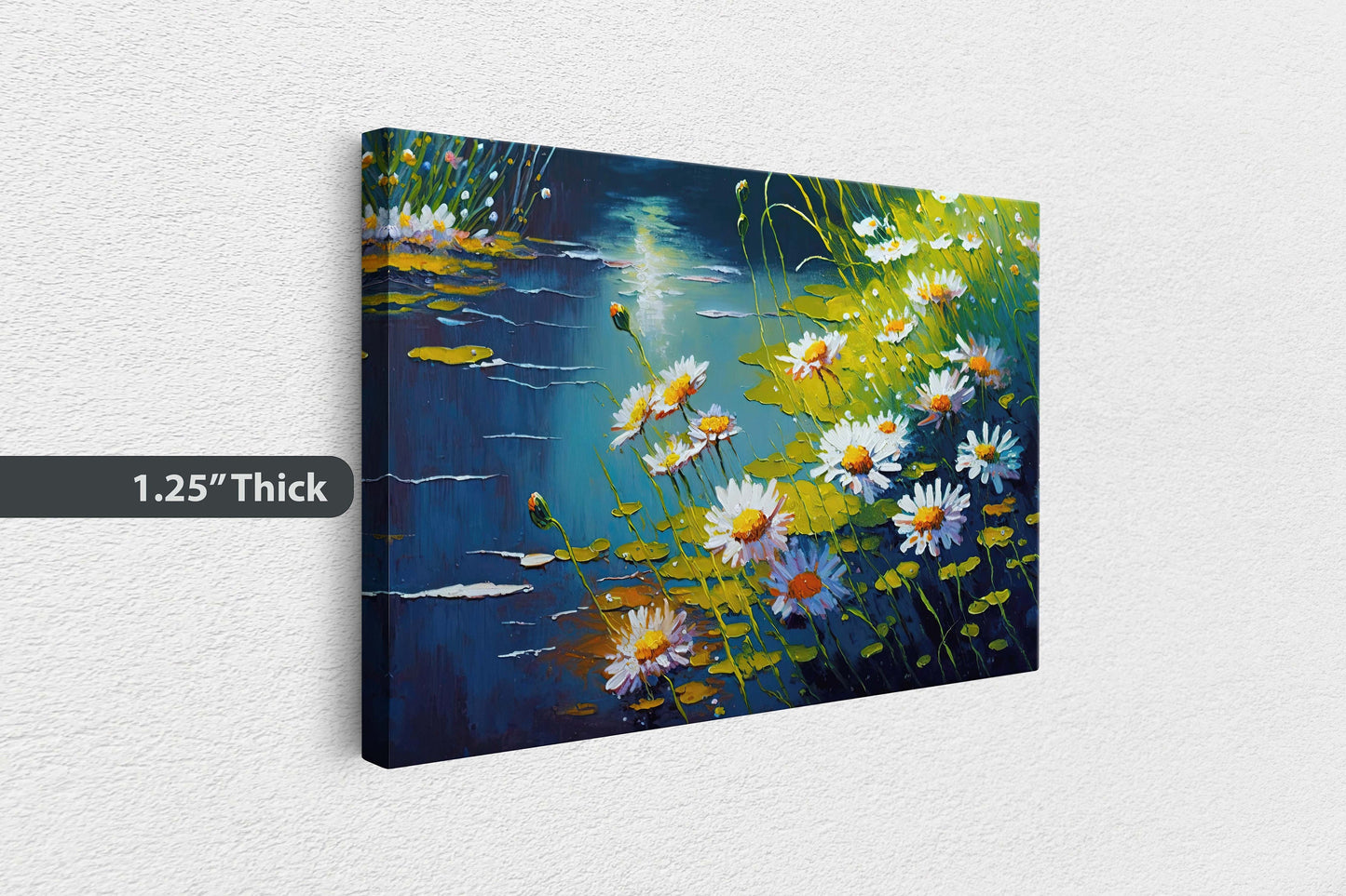 Camellia sinensis, Tea Plant, Stream, Flowers Canvas Art Ready To Hang Large Print, Oil Painting, Landscape