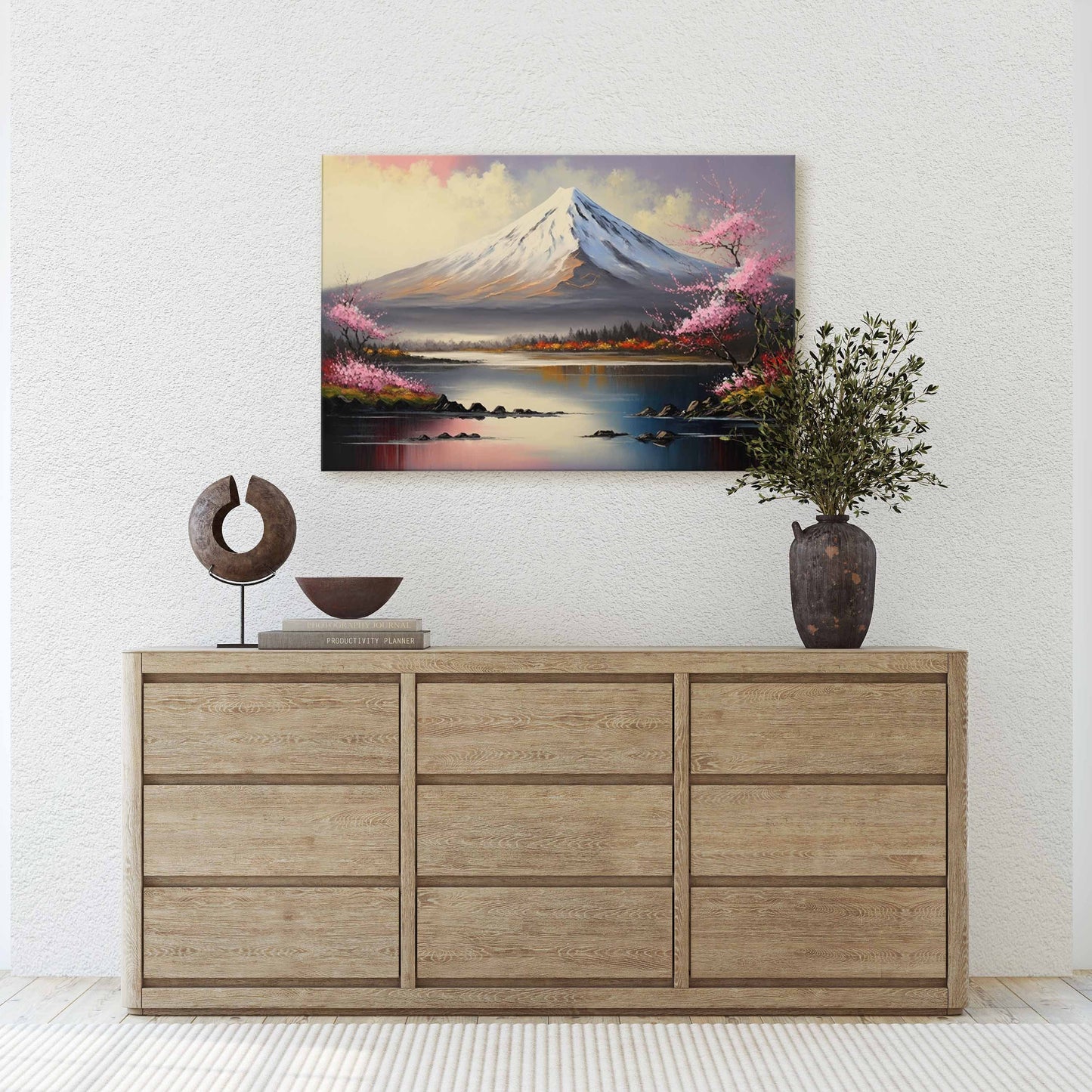 Mount Fuji Canvas Art Ready To Hang Large Print, Oil Painting, Landscape