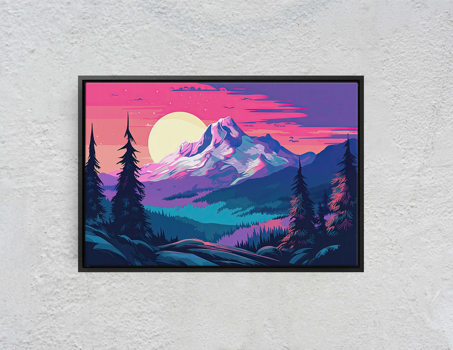 Snowy Mountain on Canvas, Bold Color, Snow Cap, Sunset Landscape, Bright Tones, Ready to Hang, Large Print, Colorado Mountain, Vibrant