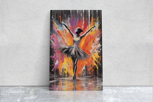 Ballerina Street Art, Dancing Graffiti, Ballet Abstract, Colorful Art, Dance Studio, Framed Canvas, Contemporary Decor, Modern Art, Pop art