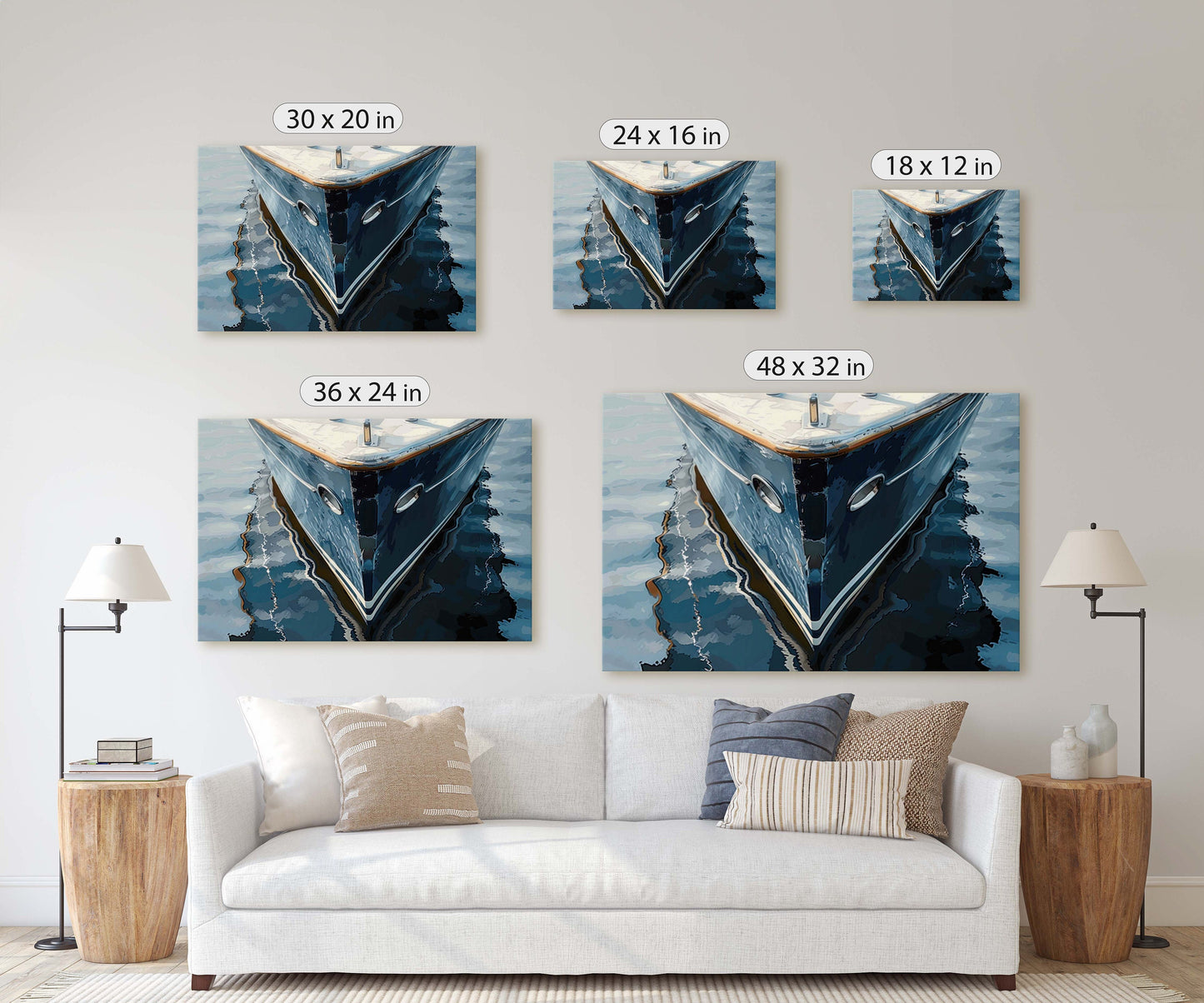 Navy Ship Art, Wooden Boat, Nautical Print, Ocean Painting, Sailing Art, Coastal Decor, Beach Art, Wooden Ship, Blue Indigo