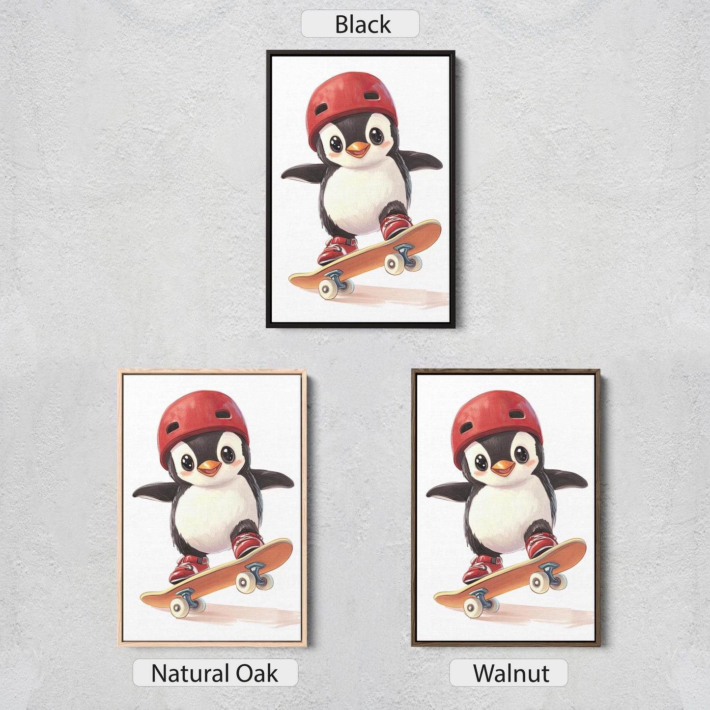 Penguin Skateboard, Kids Room, Boys Room, Girls Room, Play Room