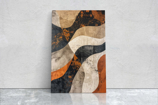 Wabi Sabi Artwork, Minimalist Lines, Neutral Tones, Brown Earth, Extra Large Print, Framed Canvas, Abstract, Texture