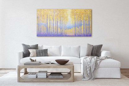 Pointillism Fall Canvas, Aspens In Fall, Autumn Forest