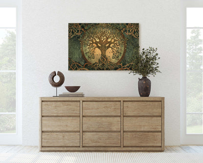 Tree of Life, Celtic Art, Yggdrasil Painting, Norse Mythology, Symbolic Artwork, Nature Decor, Abstract Nature, Large Print