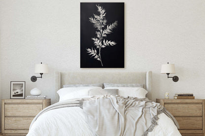 Black and White Floral, Botanical Art, Wildflower Decor, Farmhouse Print, Modern Art, Large Print, Framed Canvas