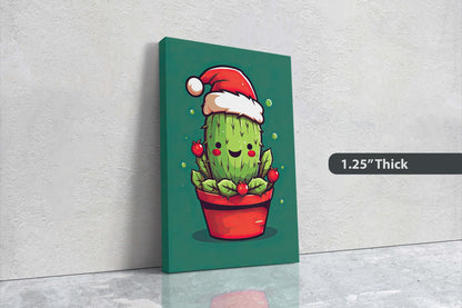 Christmas Cactus, Cute Cactus, Cute Christmas Decor, Illustration, Southwester, Chibi Style, Cartoon Cactus