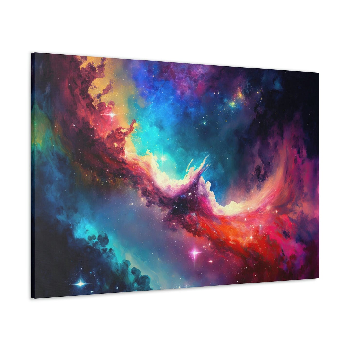 Colorful Nebula Canvas Art Ready To Hang Large Print, Night Sky, Star Sky, Space Art, Watercolor, Oil Painting