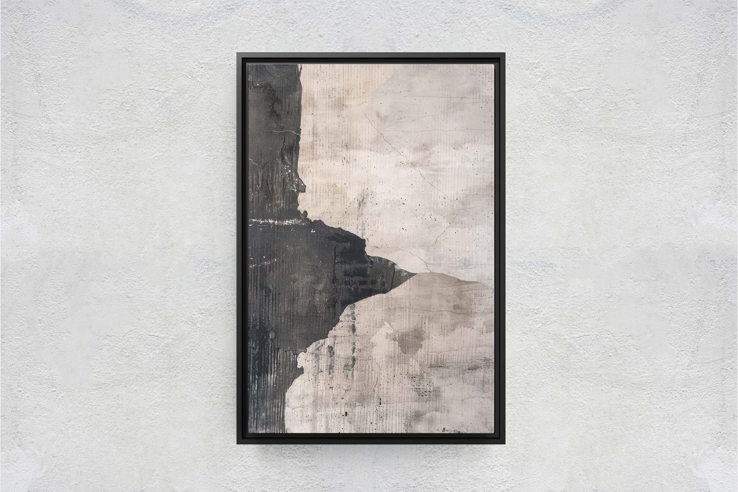 Wabi Sabi Artwork, Minimalist Texture, Neutral Tones, Black and White, Extra Large Print, Framed Canvas, Abstract, Texture