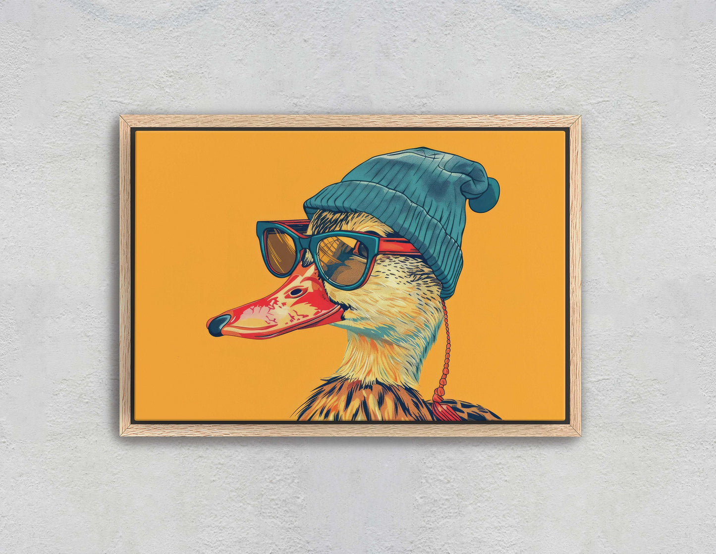 Hipster Duck, Pop Art, Street Art, Graffiti Painting, Animal Sunglasses, Orange Blue, Fun Quirky, Large Art Print, Kids Room, Boys Room