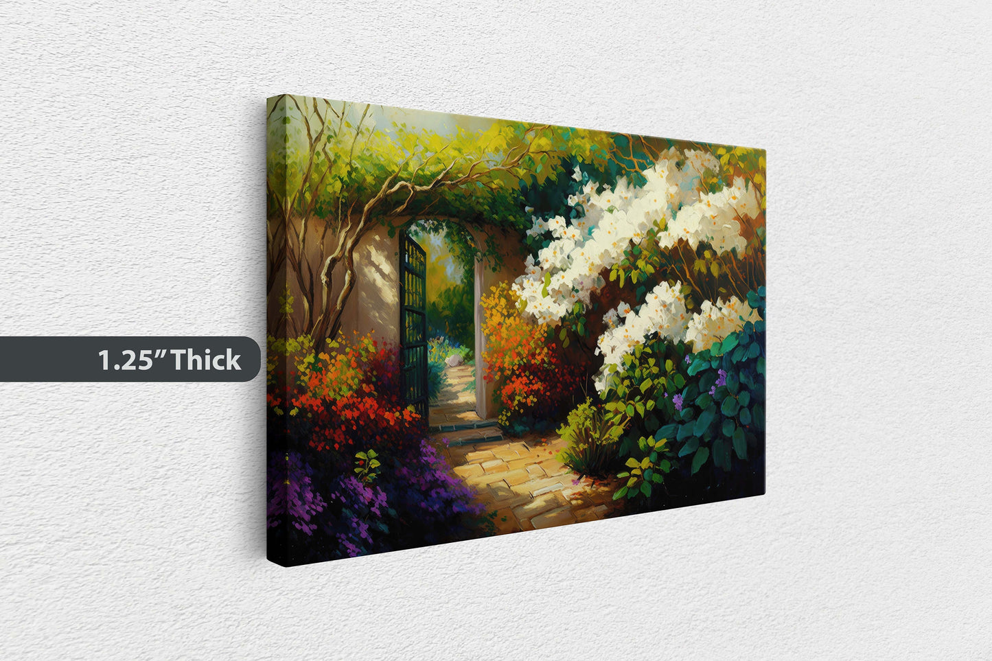 Jasmine Garden, Jasmine Tea Plant,  Flowers Canvas Art Ready To Hang Large Print, Oil Painting, Landscape