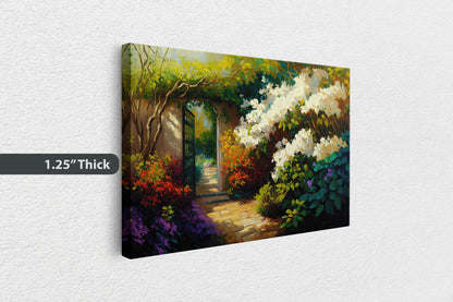 Jasmine Garden, Jasmine Tea Plant,  Flowers Canvas Art Ready To Hang Large Print, Oil Painting, Landscape