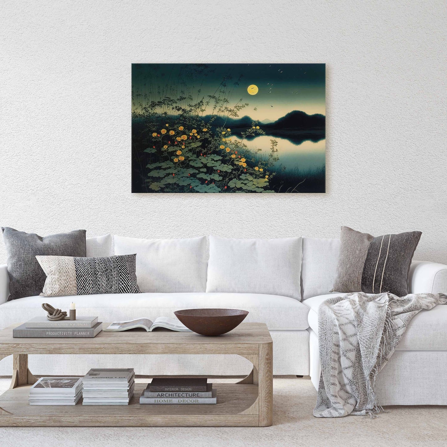 Japanese Firefly Canvas Art Ready To Hang Large Print, Oil Painting, Colorful