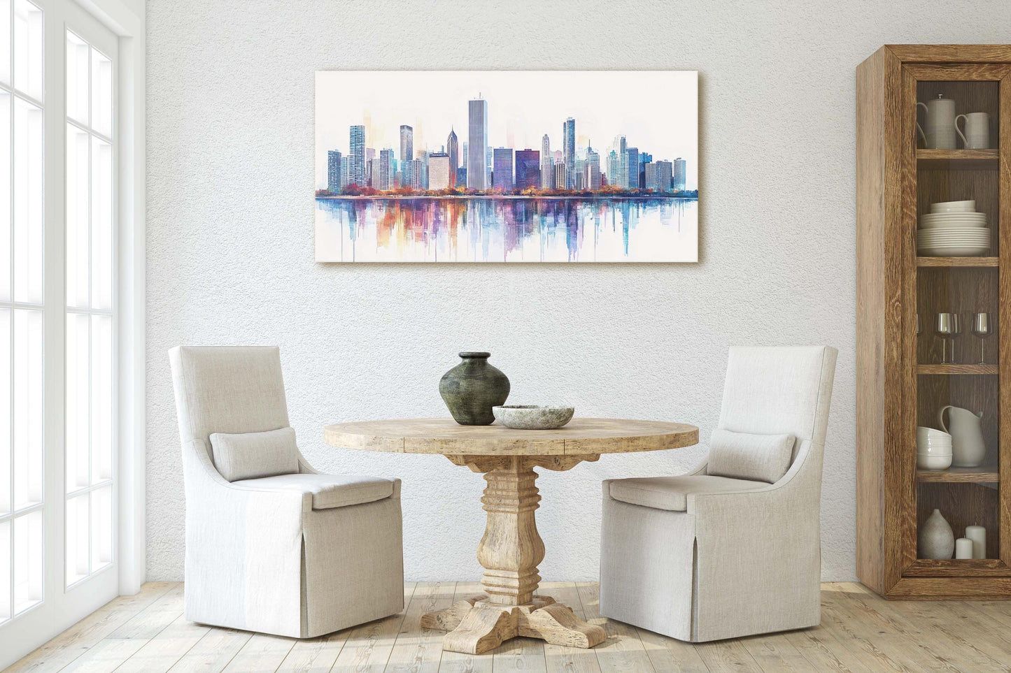 City Skyline Print, Urban City, Waterfront Buildings