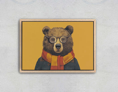 Hipster Bear, Pop Art, Street Art, Graffiti Painting, Animal Sunglasses, Orange Blue, Fun Quirky, Large Art Print, Kids Room, Boys Room