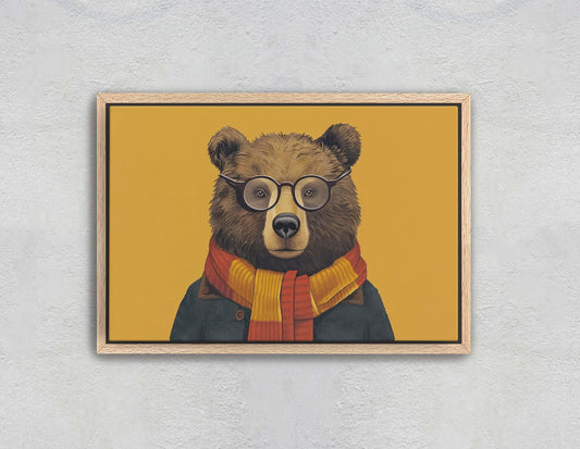 Hipster Bear, Pop Art, Street Art, Graffiti Painting, Animal Sunglasses, Orange Blue, Fun Quirky, Large Art Print, Kids Room, Boys Room