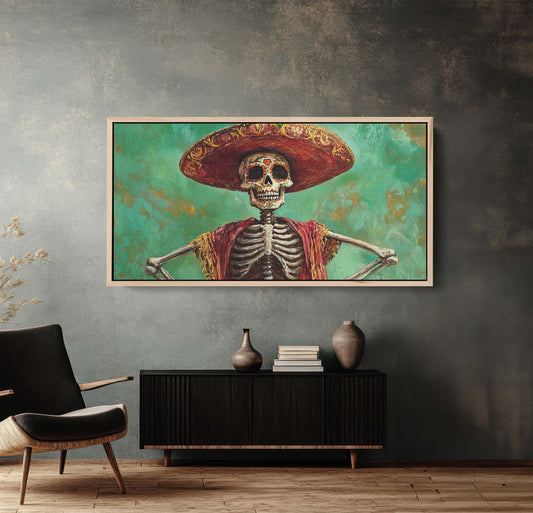 Day of Dead Skeleton, Emerald Green, dia de los muertos, Sombrero