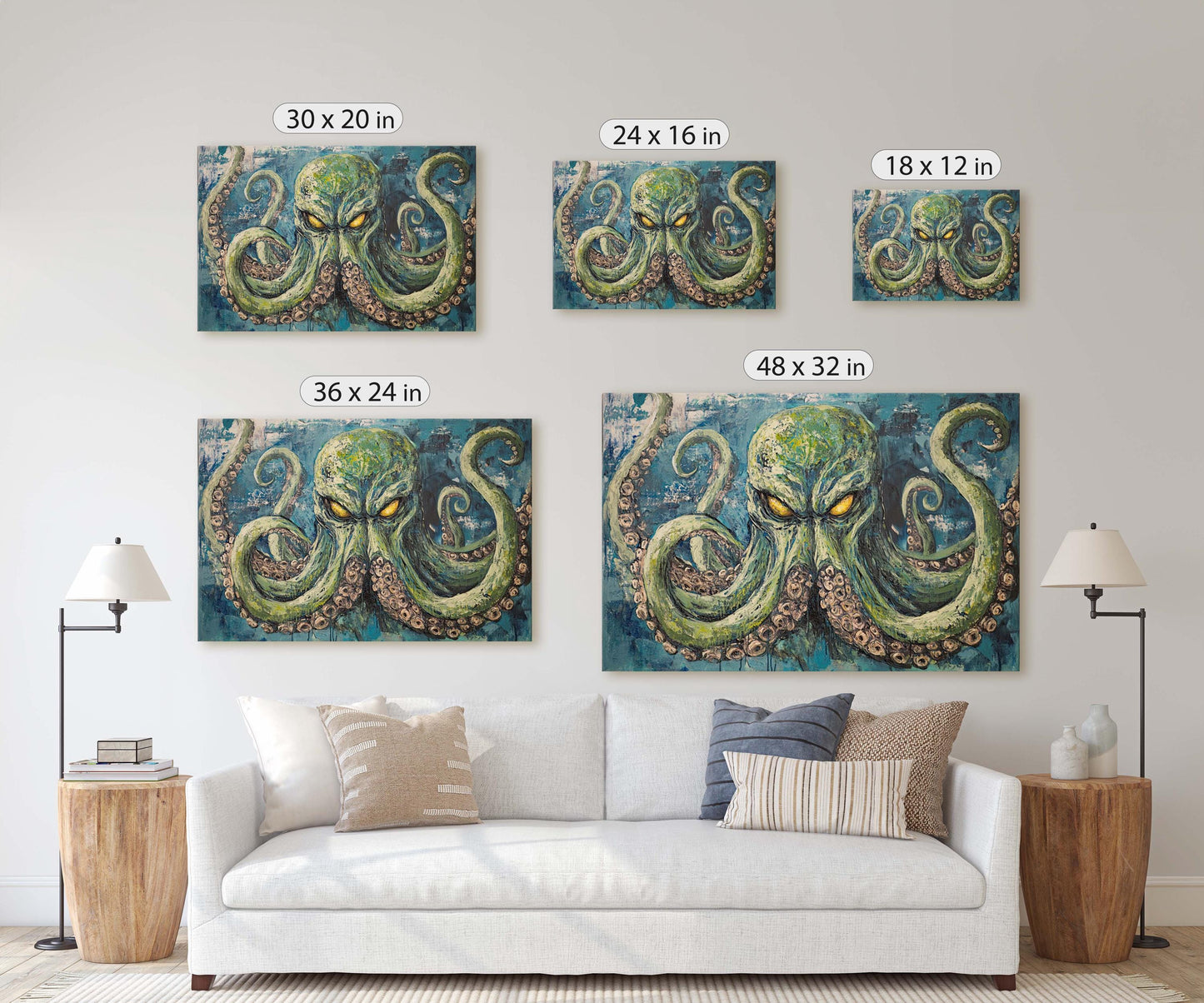 Cthulhu Painting, Evil Octopus, Fantasy Creature, Horror Art