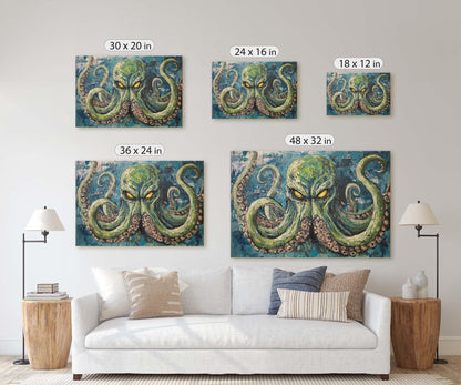 Cthulhu Painting, Evil Octopus, Fantasy Creature, Horror Art