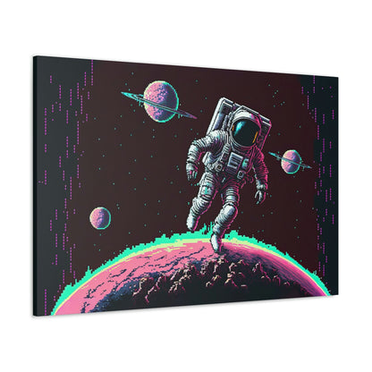 Astronaut Pixel Art | Synthwave Canvas Art Ready To Hang