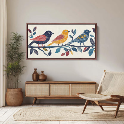 Linocut Bird Art, Scandinavian Art, Abstract Birds, Contemporary Decor