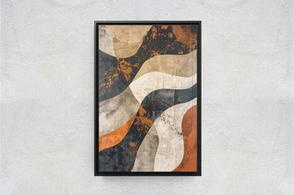Wabi Sabi Artwork, Minimalist Lines, Neutral Tones, Brown Earth, Extra Large Print, Framed Canvas, Abstract, Texture
