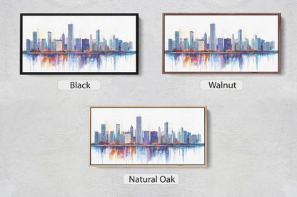 City Skyline Print, Urban City, Waterfront Buildings