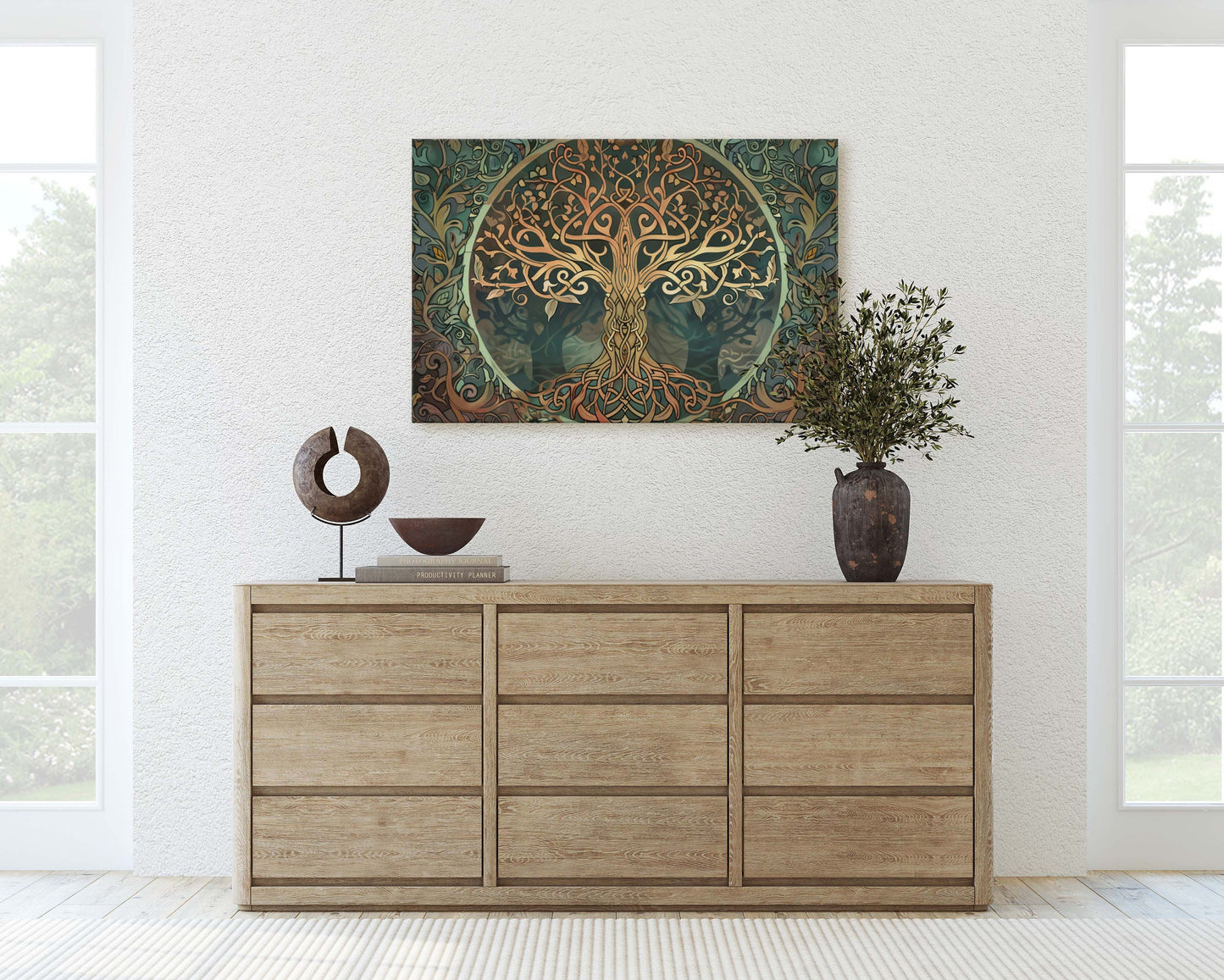 Tree of Life, Yggdrasil Painting, Norse Mythology, Celtic Art, Symbolic Artwork, Nature Decor, Abstract Nature, Large Print