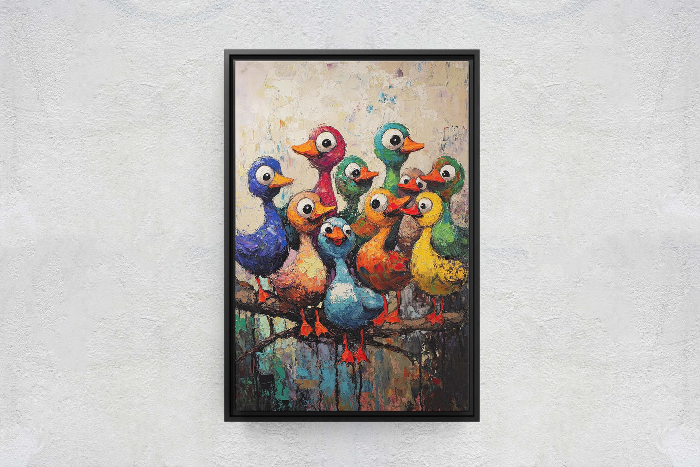 Colorful Ducks Print, Abstract Duck Print, Kids room, Colorful Fun, Bird Print