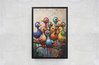 Colorful Ducks Print, Abstract Duck Print, Kids room, Colorful Fun, Bird Print