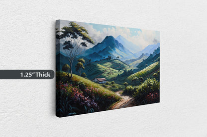 Cameron Highlands Malaysia,  Flowers Canvas Art Ready To Hang Large Print, Oil Painting, Landscape