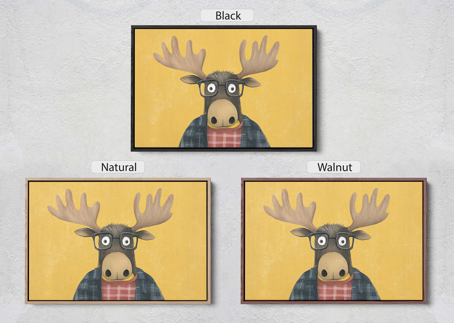 Hipster Moose, Pop Art, Street Art, Graffiti Painting, Animal Sunglasses, Yellow, Fun Quirky, Large Art Print, Kids Room, Boys Room