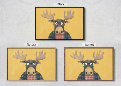 Hipster Moose, Pop Art, Street Art, Graffiti Painting, Animal Sunglasses, Yellow, Fun Quirky, Large Art Print, Kids Room, Boys Room