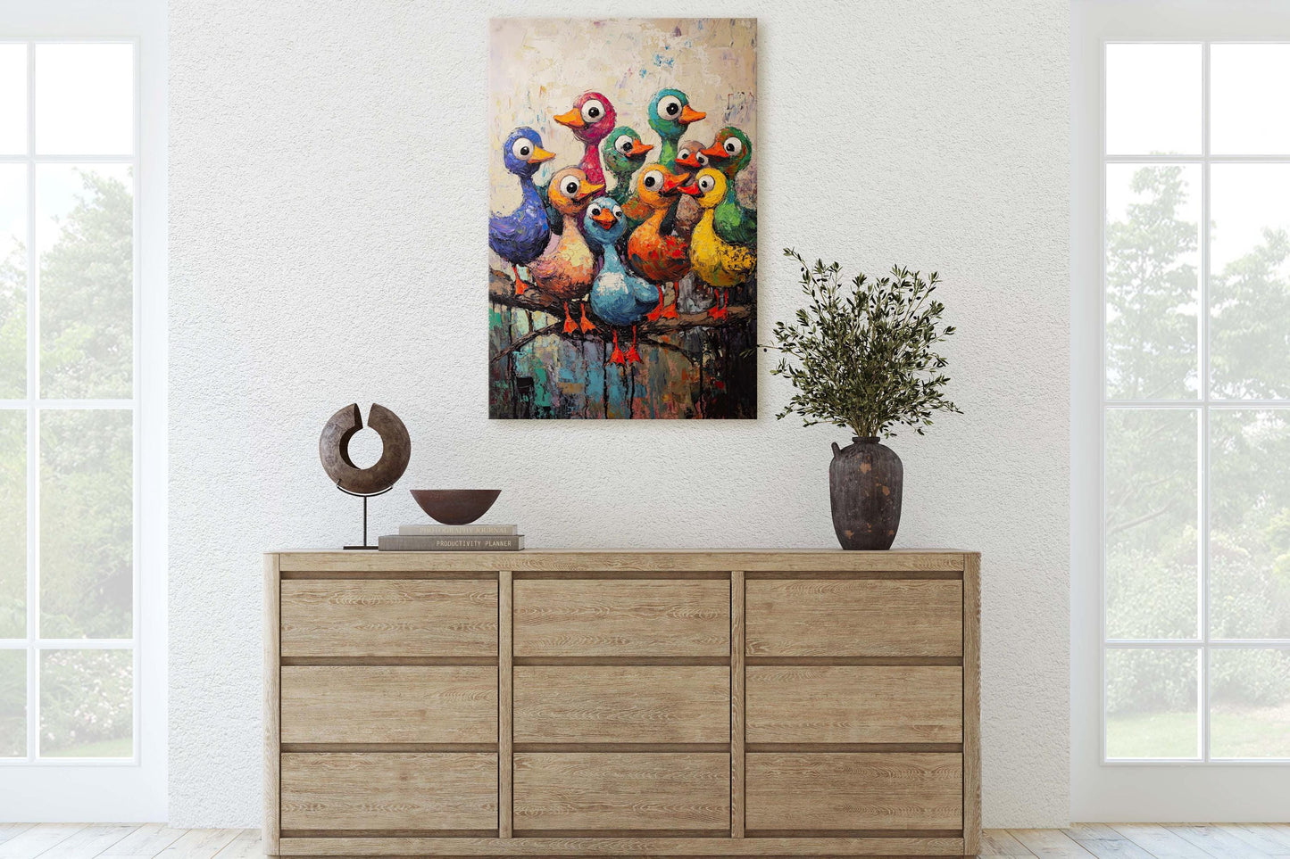 Colorful Ducks Print, Abstract Duck Print, Kids room, Colorful Fun, Bird Print
